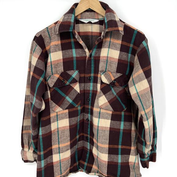 Vintage Clydesdale Reidbord Bros. Co. USA Flannel Plaid Button Up Shirt Size L - Picture 1 of 8